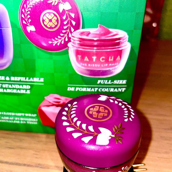 Tatcha Dewy Skin Care Set The Rice Wash/Kissu Lip Mask/Furoshiki Gift Wrap New - Picture 3 of 15